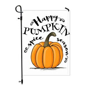 Happy Pumpkin Spice Season White Double Sided Fall Garden Flag Pumpkin NEW 12x18